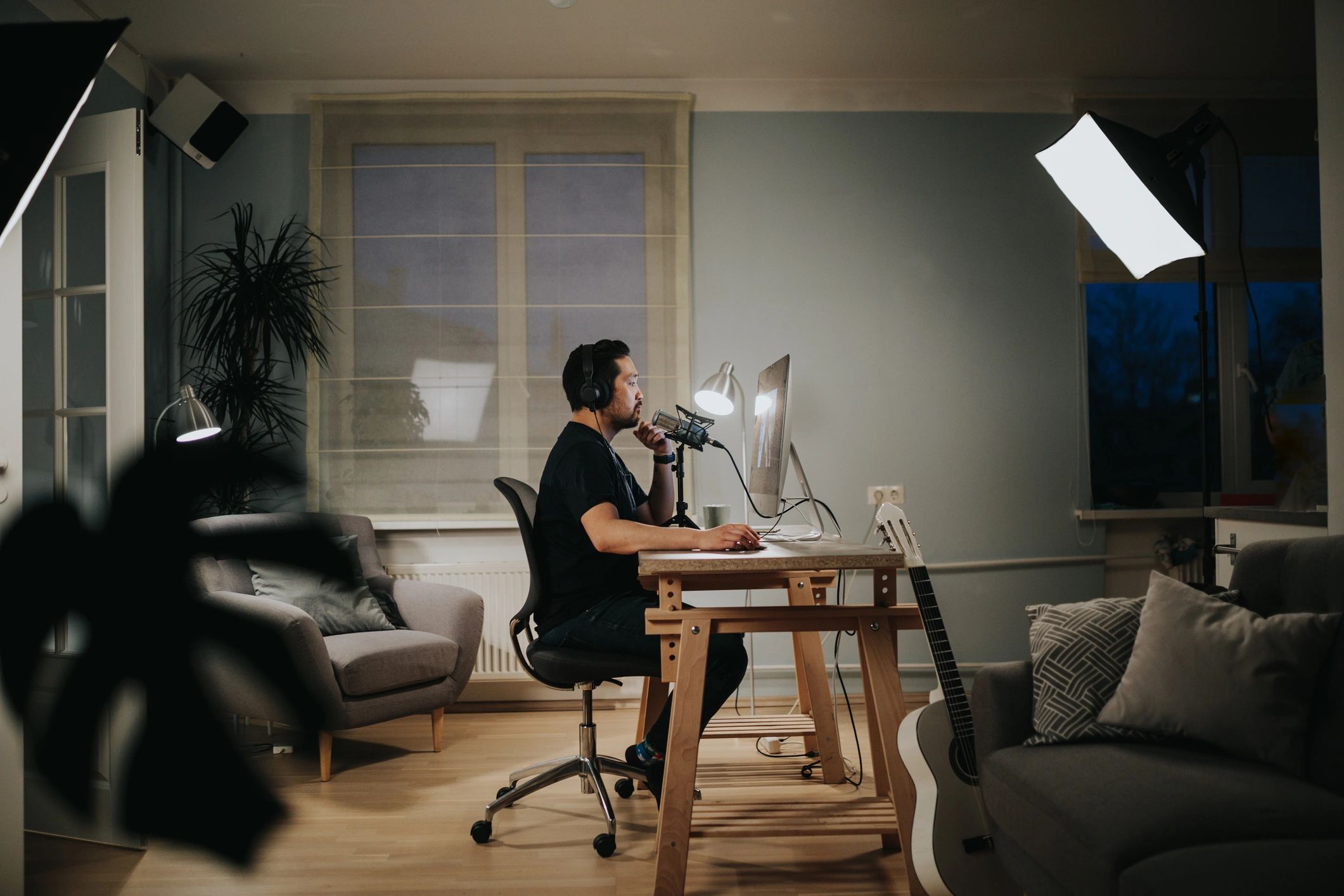 Video creator in a professional home studio