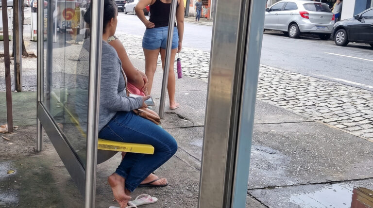 Natural Candid Feet at the Bus Station